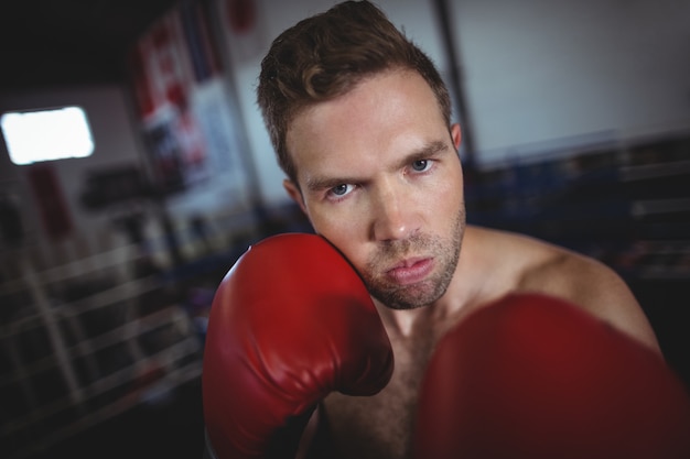 Boxeur confiant effectuant une position de boxe