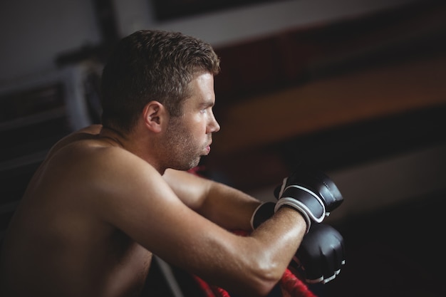 Boxeur, s'appuyer, anneau boxe