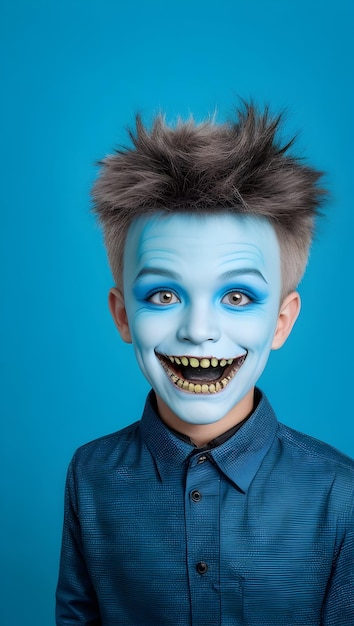 Boy Smile se maquille comme un mal pour la fête d'Halloween