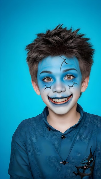 Boy Smile se maquille comme un mal pour la fête d'Halloween