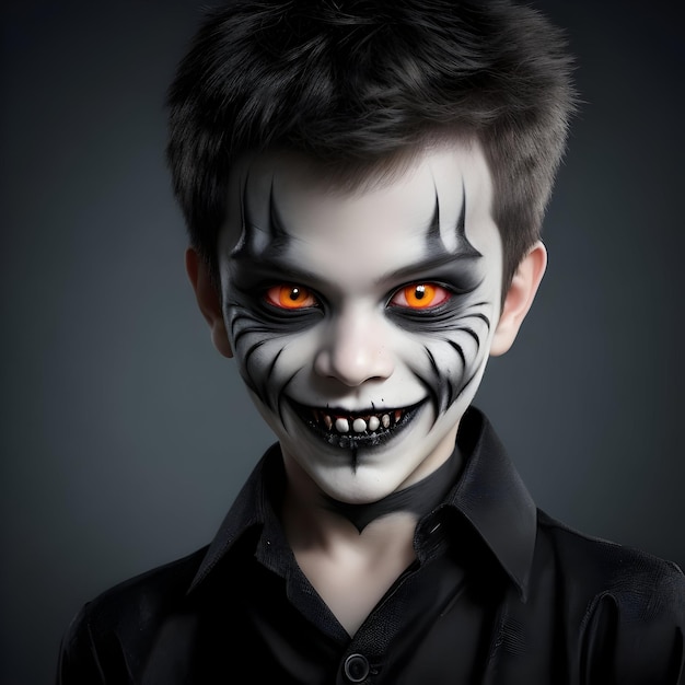 Boy Smile se maquille comme un mal pour la fête d'Halloween