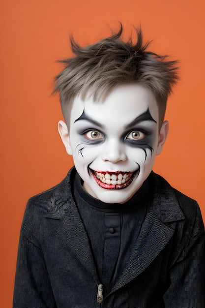 Boy Smile se maquille comme un mal pour la fête d'Halloween