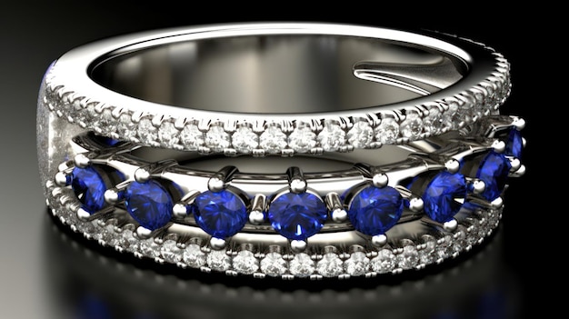 Un bracelet en argent avec des pierres bleues et des diamants dessus.