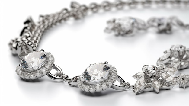 Bracelet de bijoux avec diamants sur fond blanc ai générative