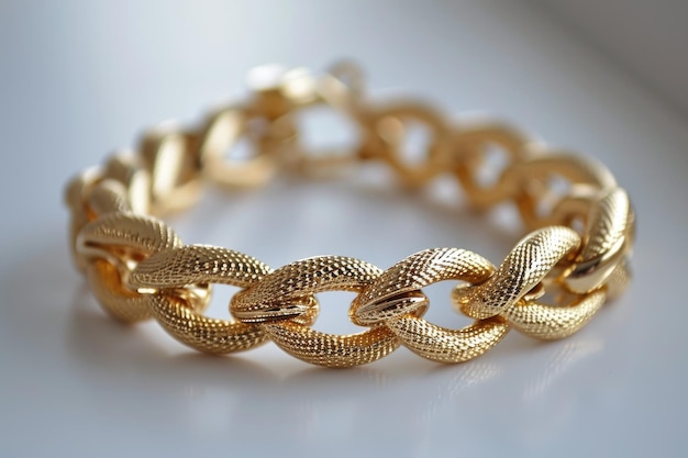 Bracelet de chaîne en or de luxe avec une conception de lien texturé Bracelet d'une chaîne en or opulente avec des liens texturés