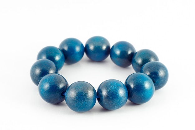 Bracelet de perles de bois bleu