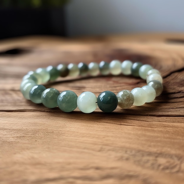 Un bracelet sur une surface en bois