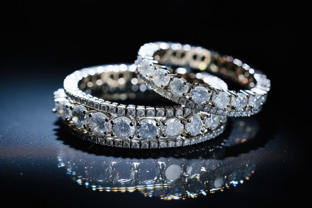 bracelets de diamants sur fond noir