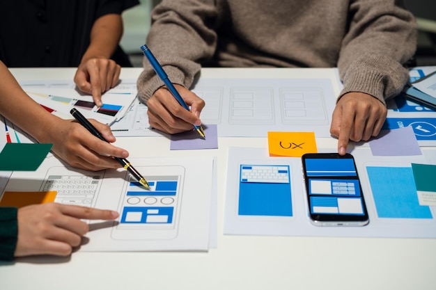 brainstorming du développeur et du concepteur et code couleur du concept d'expérience utilisateur