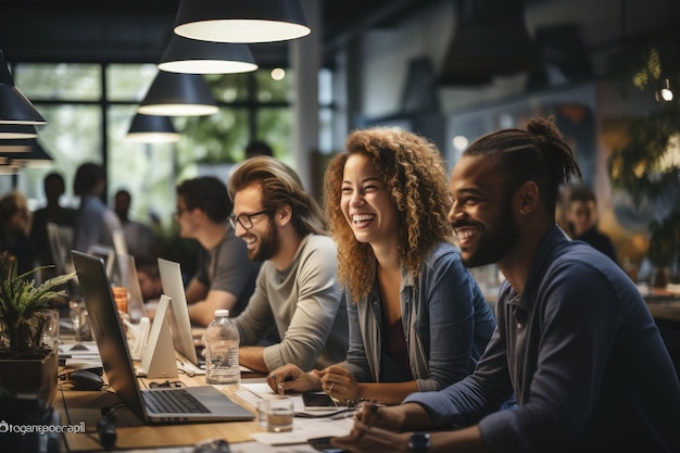 Brainstorming de l'équipe de démarrage d'entreprise dans la salle de réunion Generative AI