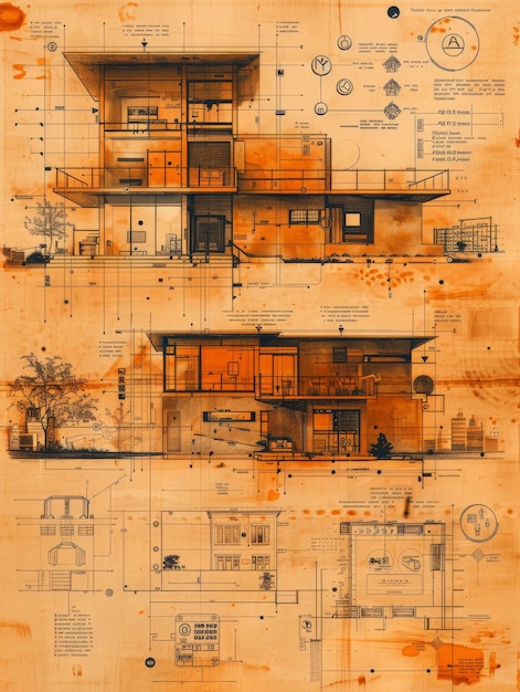 Brainstorming de maison intelligente croquis de mises en page diagrammes sur papier brun Idéal pour la présentation