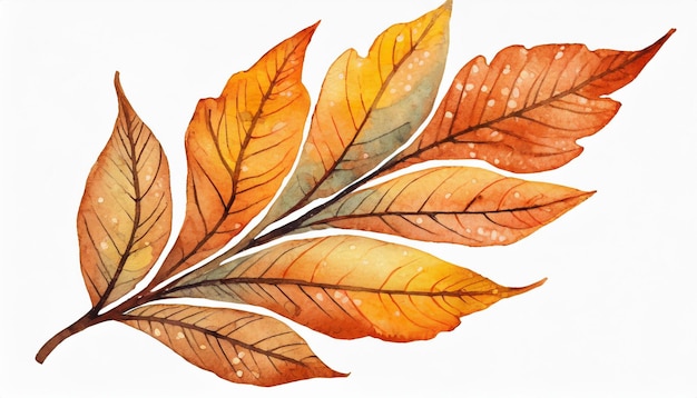 Branche d'aquarelle avec des feuilles d'automne Art dessiné à la main isolé sur blanc