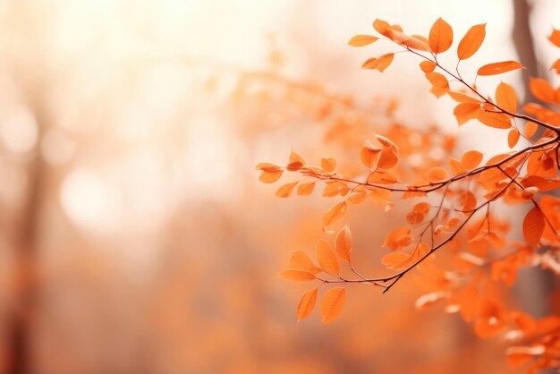Une branche d'arbre d'automne vibrante avec des feuilles d'orange