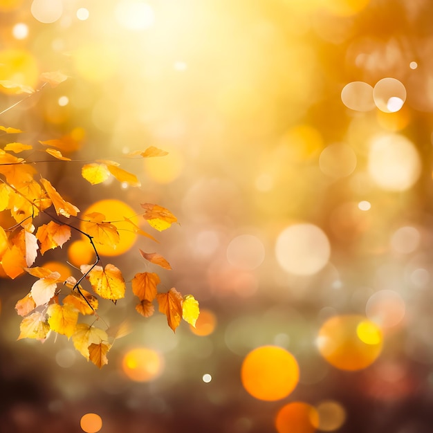 Une branche d'arbre avec des feuilles jaunes et le mot automne dessus