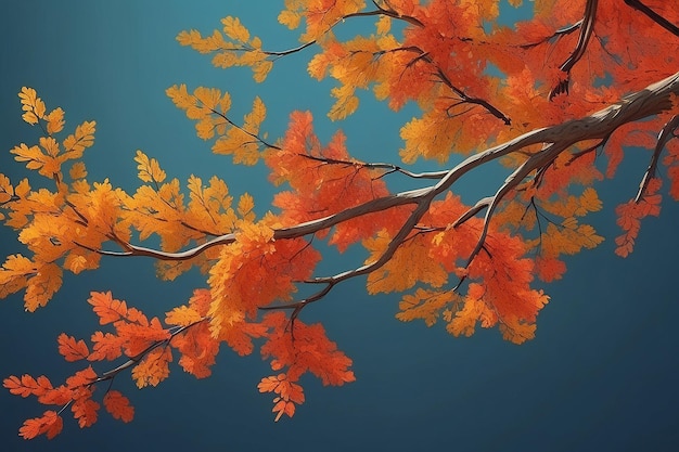 Une branche d'arbre feuillue dans des couleurs d'automne vives générées par l'IA