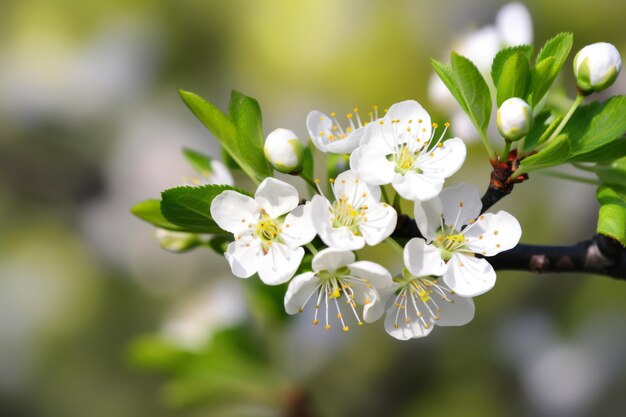 Une branche d'un arbre à fleurs blanches