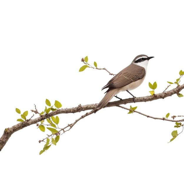 Photo branche d'arbre isolé sur fond blanc avec oiseau 45609