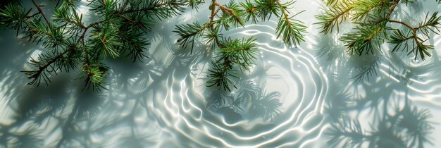 Une branche d'arbre se reflète dans l'eau créant une scène belle et sereine