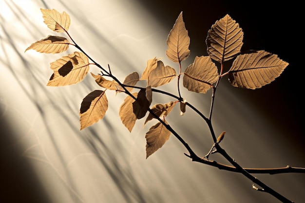 Une branche d'arbre avec le soleil qui brille à travers elle.