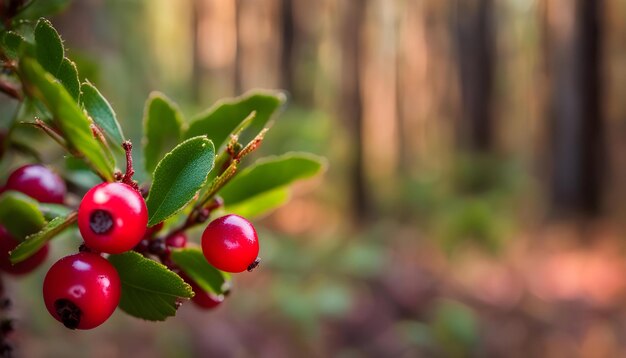 Photo une branche avec des baies dessus et un fond flou