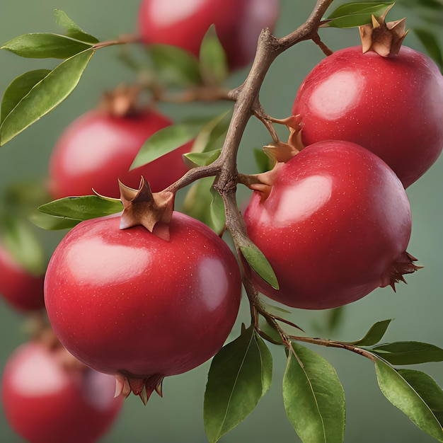 une branche avec des baies rouges et un fond vert