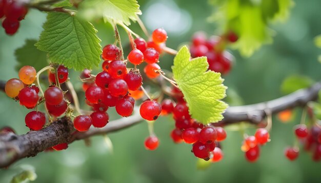 Photo une branche avec des baies vertes et rouges