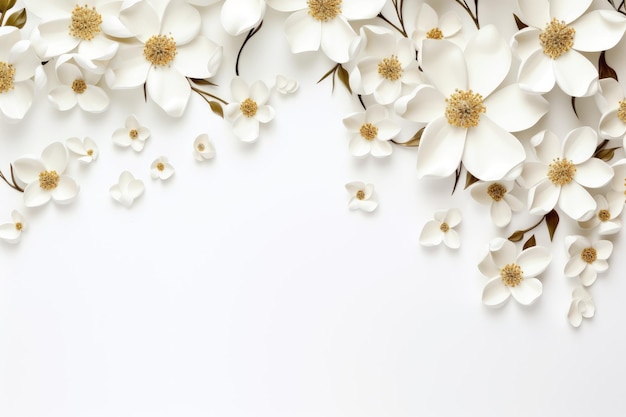 branche d'une cerise avec des fleurs sur fond blanc.