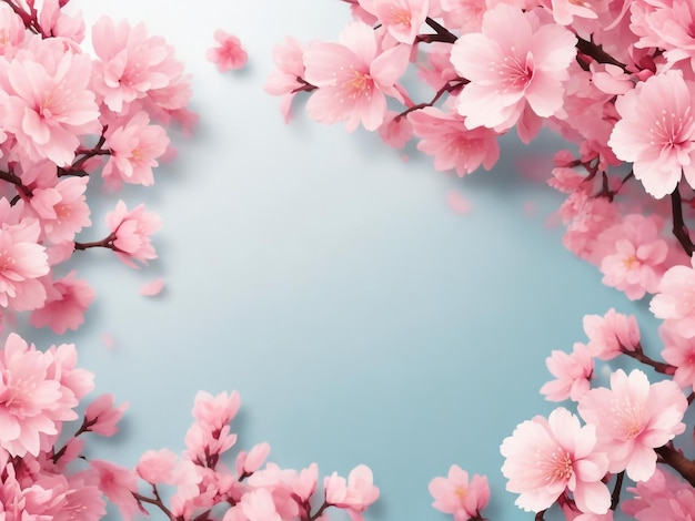 Branche de cerise japonaise réaliste avec des fleurs en fleurs
