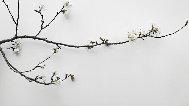 une branche d'un cerisier avec des fleurs blanches