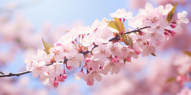 Branche de cerisier avec des fleurs roses
