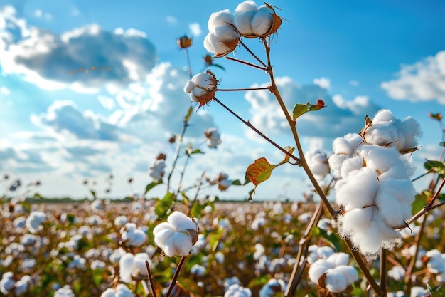 Branche de coton mûr dans le champ de coton