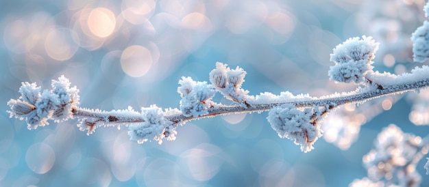 Une branche couverte de neige de près