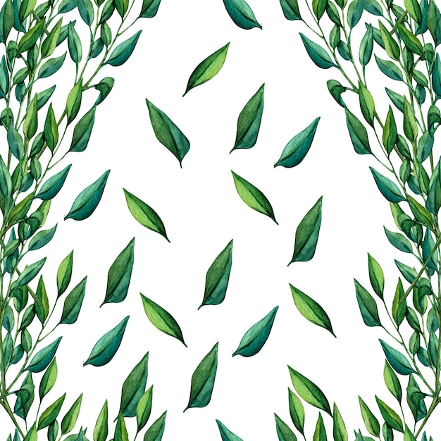 Une branche avec des feuilles vertes Élément pour la conception décorative de la forêt Illustration de la nature boisée pour les enfants, affiche et impression de cartes postales Clip art pour la conception de la pépinière