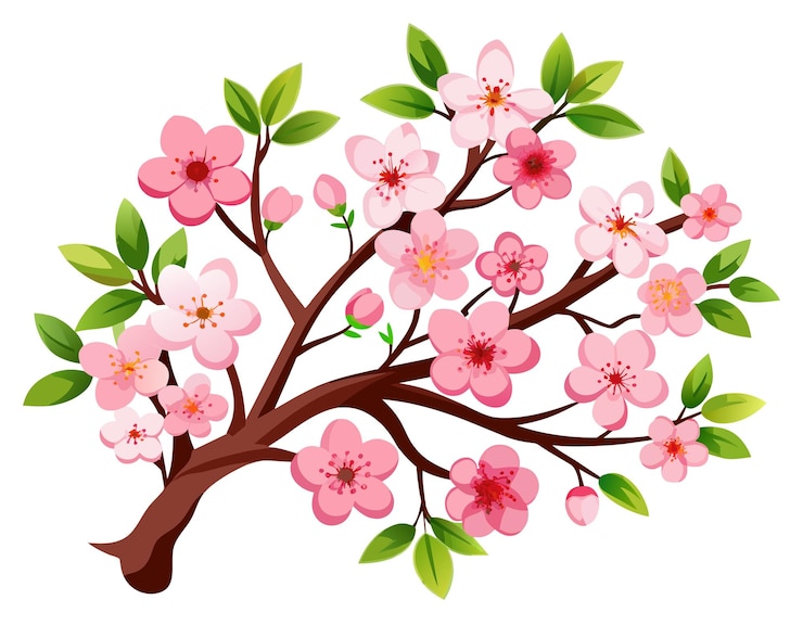 Photo branche de fleur de cerise dessin vectoriel