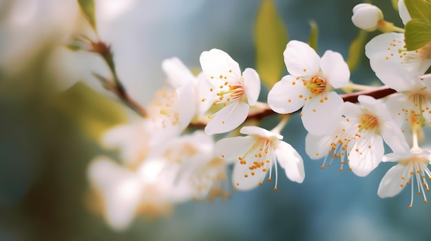 Une branche d'une fleur de cerisier à fleurs blanches