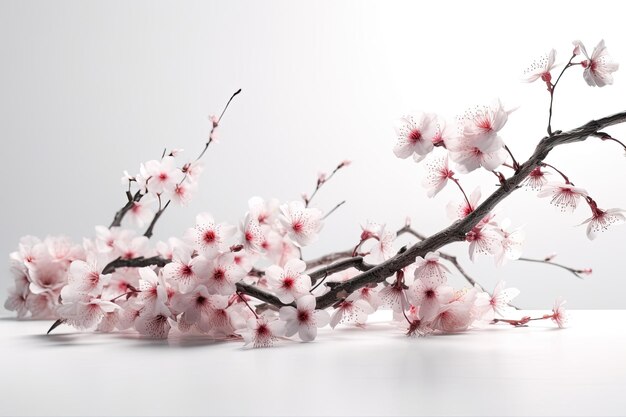 Une branche de fleurs de cerisier à fleurs roses Generative Ai