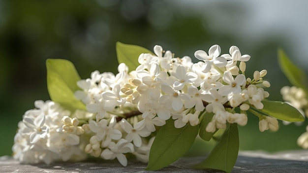 Branche de fleurs de lilas blancs