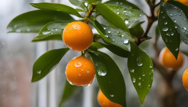 une branche avec des gouttes d'eau dessus et une branche with water drops dessus