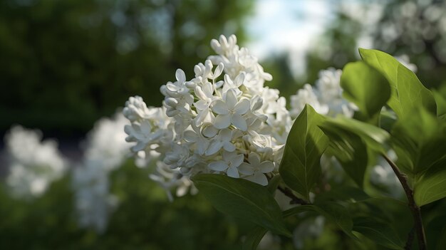 Branche de lilas fleur de printemps blanc