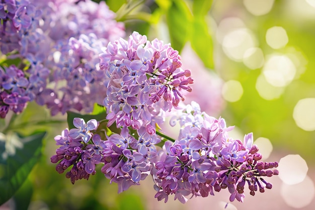 Une branche de lilas à fleurs violettes