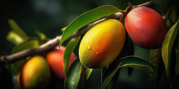 Branche de mangue mangue mûre gros plan ai génératif