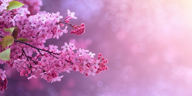 branche de printemps de lilas en fleurs sur fond flou bannière avec espace de copie