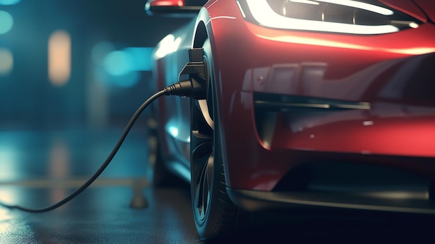 Branchement du chargeur sur la voiture électrique Generative Ai