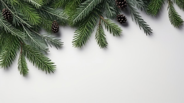 Branches d'arbre de Noël sur fond blanc