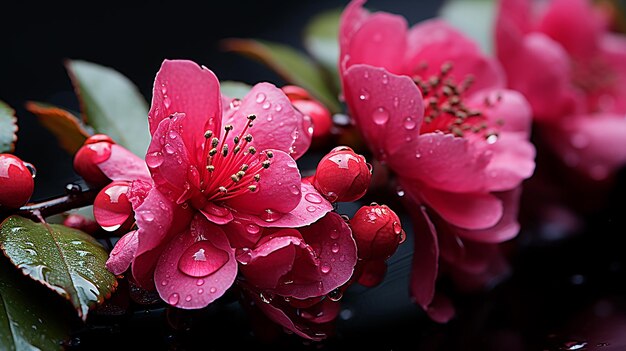 Les branches de bougainvillea sous la pluie Une photo macro