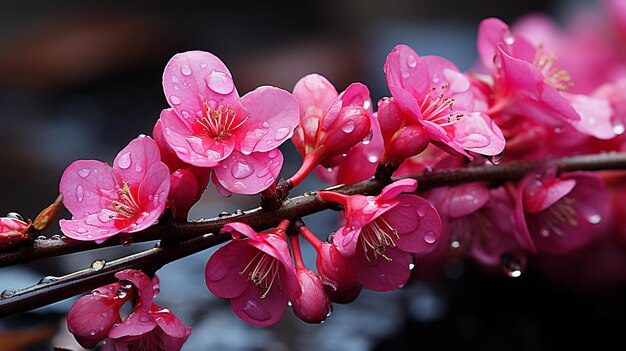 Les branches de bougainvillea sous la pluie Une photo macro