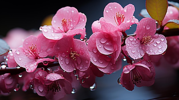 Les branches de bougainvillea sous la pluie Une photo macro