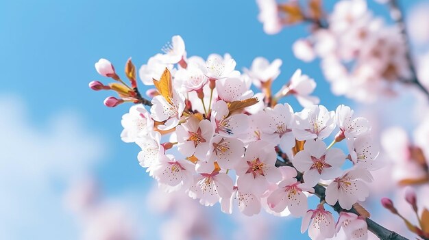 Photo les branches de la cerise en fleurs en macro