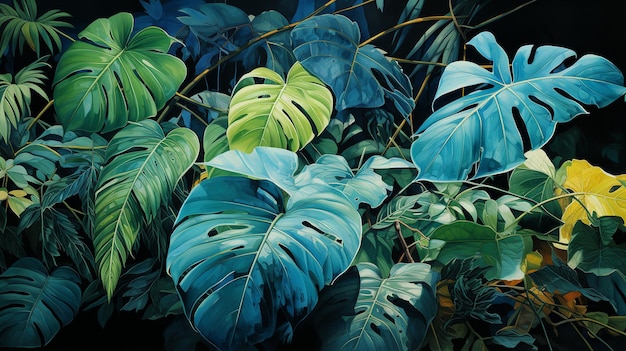 Photo branches de lianes et feuilles tropicales