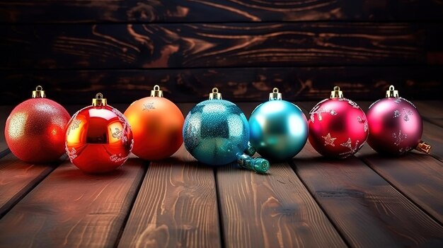 Photo branches de noël avec boîte à cadeaux et boules d'ornement generative ai